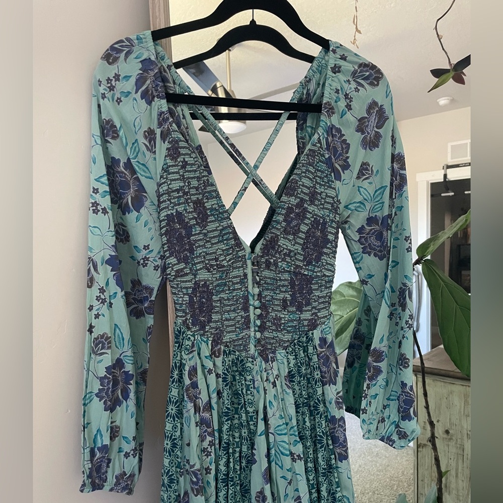 Free People A New Way Maxi - Long Sleeve Dress in Blue and Purple - Picture 3 of 6